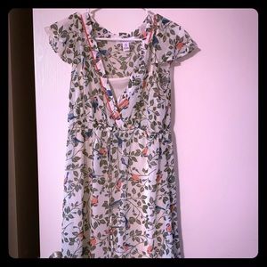 Birds and floral maternity dress
